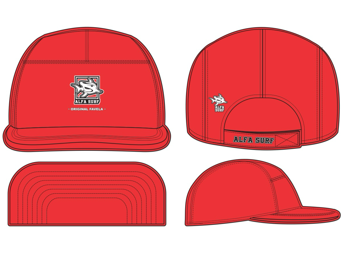 BONÉ ALFA 5 PANEL red